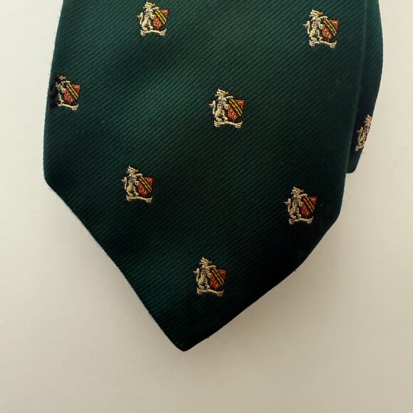 JOS. A. Bank Dark Green Silk Club Crest Shield Pattern Tie - Picture 1 of 4